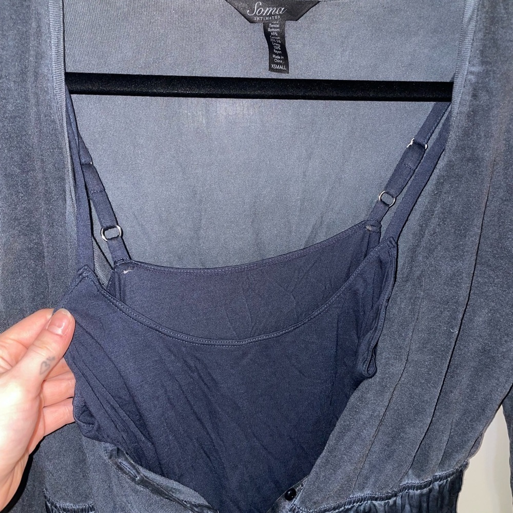 Soma Long Sleeve Scoop Neck Sundress Double Lined Adjustable Straps Button Up - Picture 11 of 13